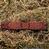 Leather Bracelet Cuff Wristband Star of Russ Square Svarog Celtic Knotwork Talisman Amulet Carving Leather